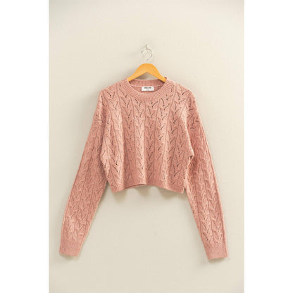 Cropped Cable Knit Sweater