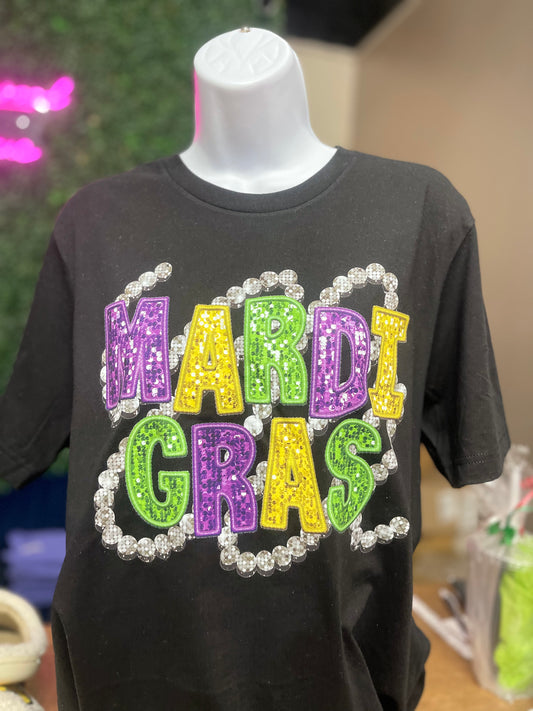 Faux Sequin Mardi Gras Tee