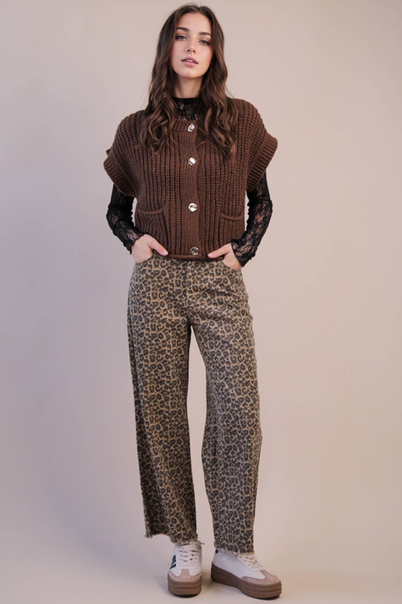 Oversized Button Down Knit Sweater Top