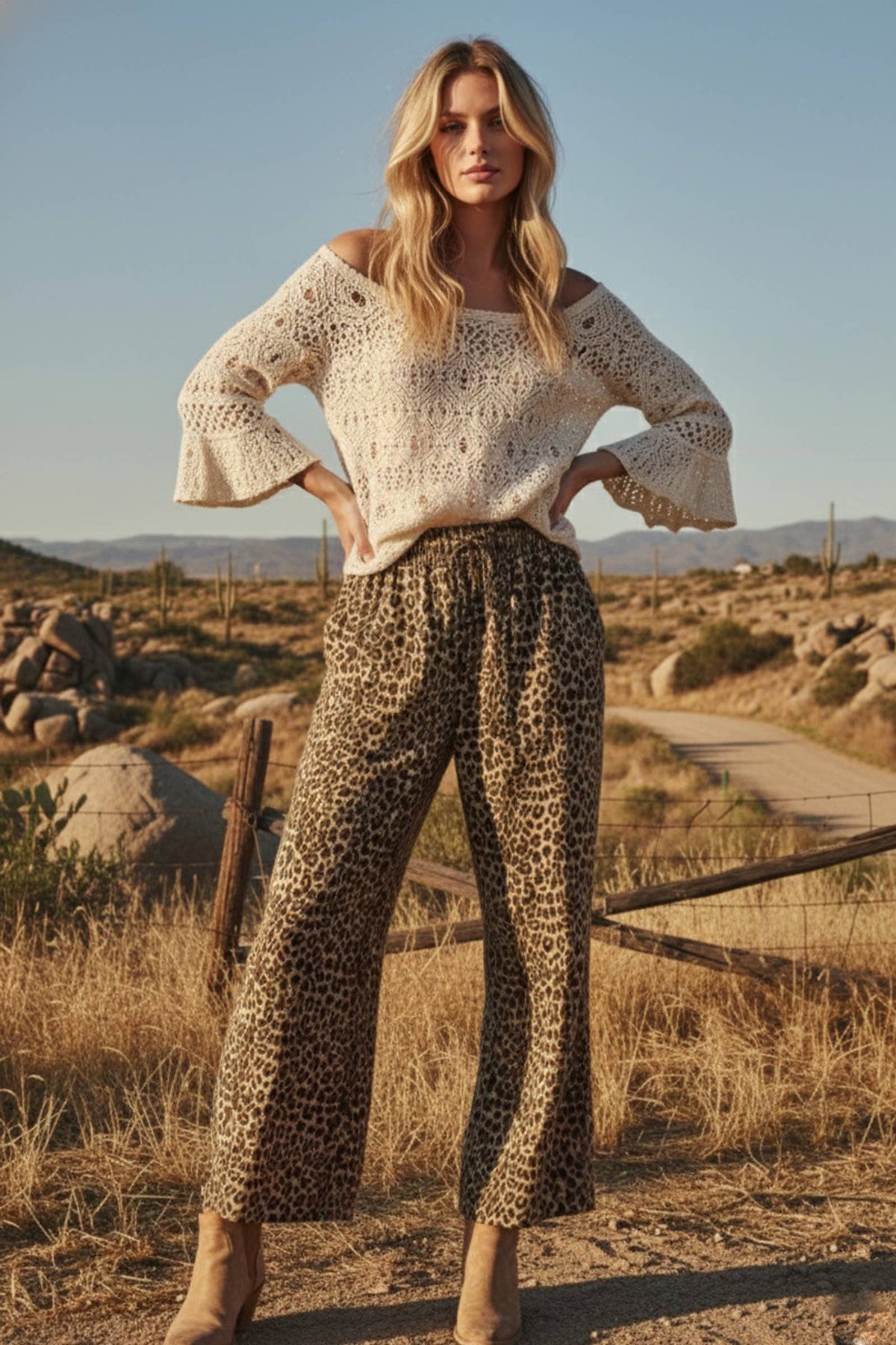 Leopard Wide Leg Terry Pants