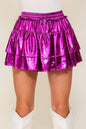 Purple Metallic Tiered Skort