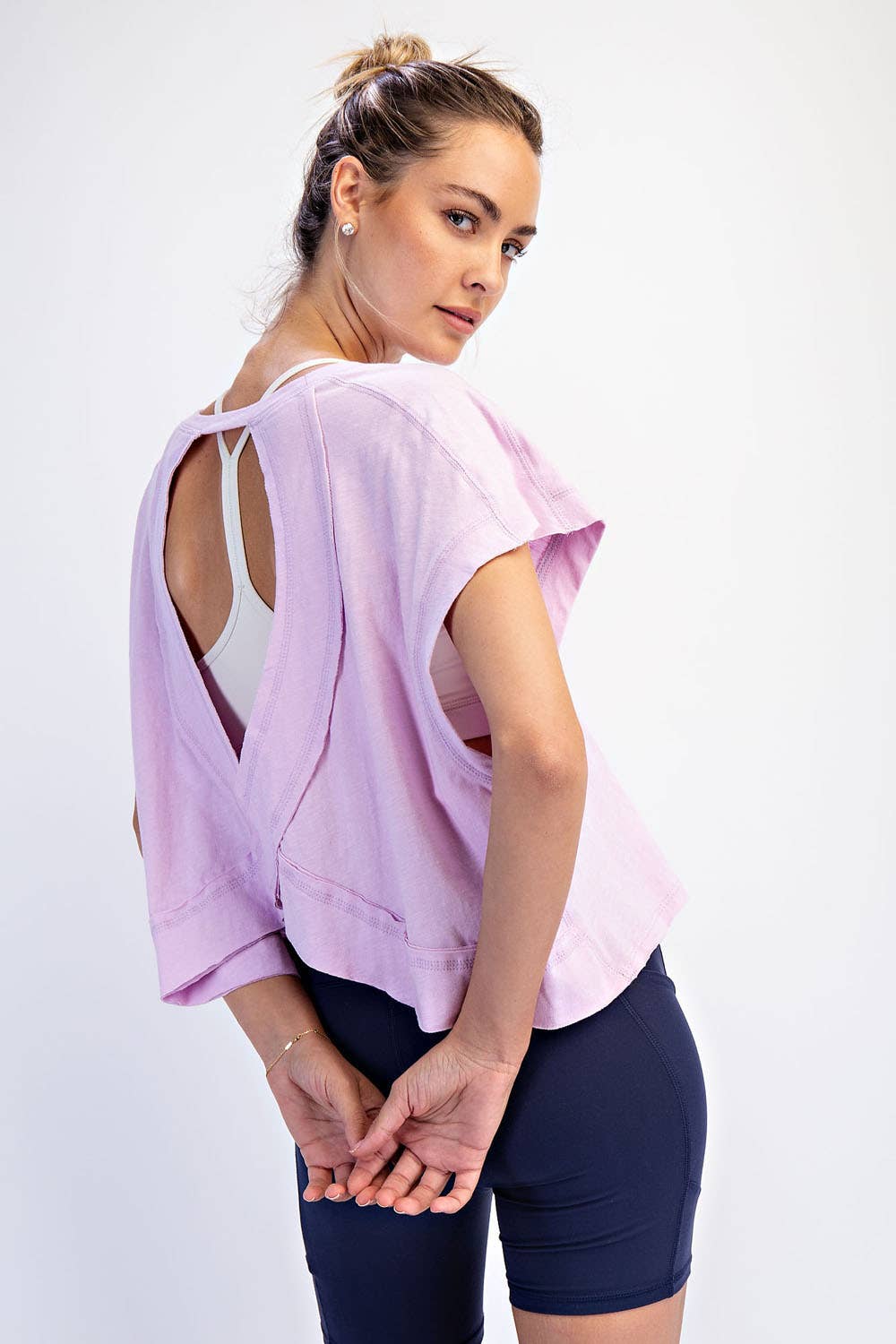 Clover Green Cotton Slub Open Back Top