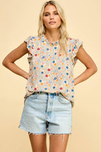 Load image into Gallery viewer, Floral Printed Top with Ruffled Neck