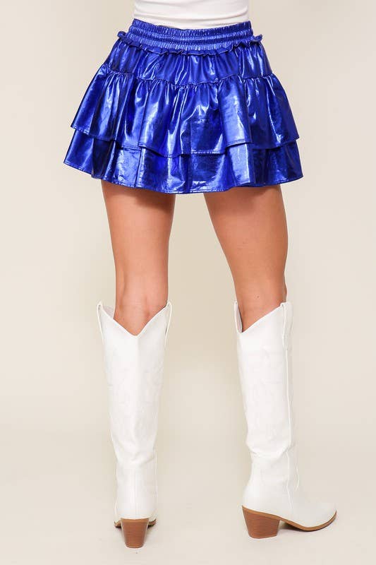 Purple Metallic Tiered Skort