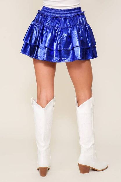 Purple Metallic Tiered Skort