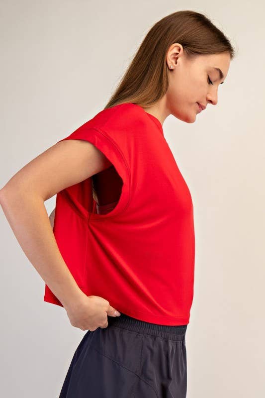 Short Sleeve Open Back Top
