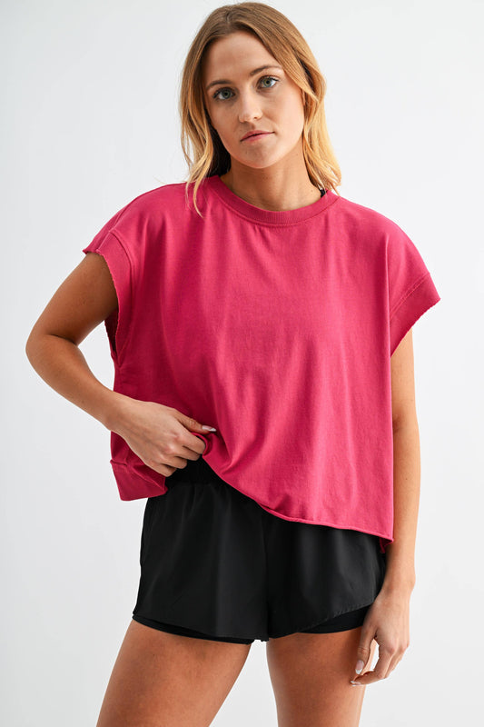 Plum Pink Open Back Pima Cotton Top