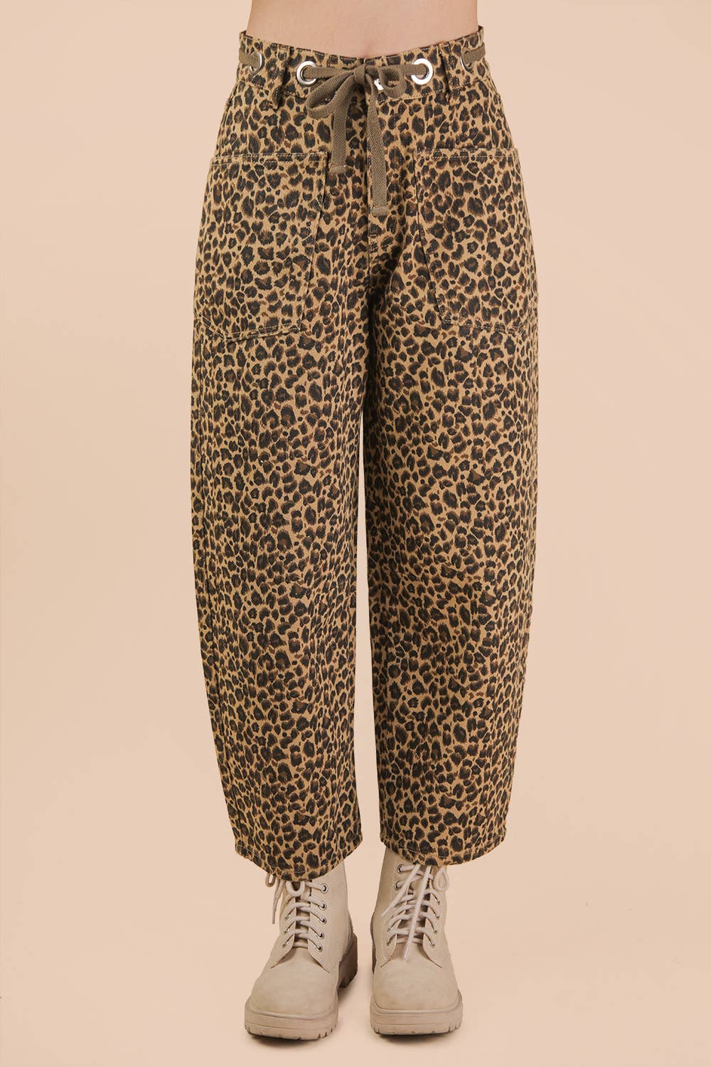 Leopard Printed Barrel Pants