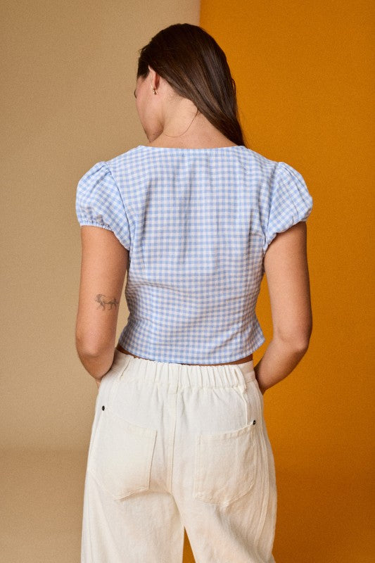 Bekka Gingham Button Front Top