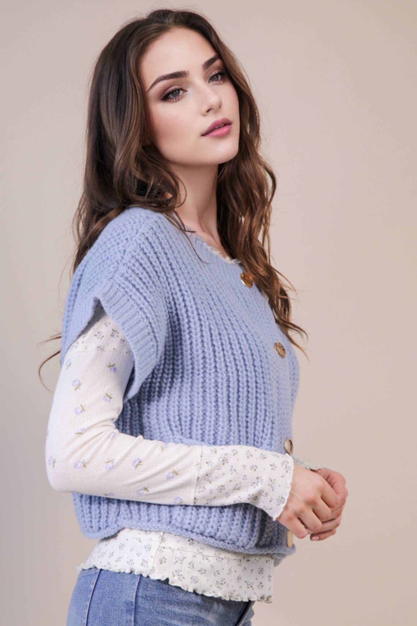 Oversized Button Down Knit Sweater Top