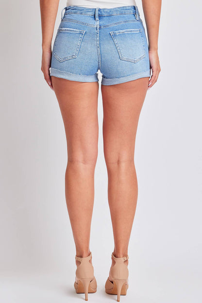 Junior Mid Rise Raw Edge Cuff Denim Short