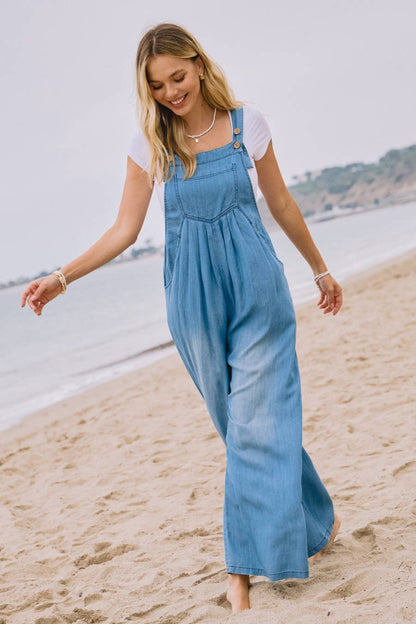 Washed Chambray Overall Jumpsuit