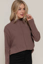 Long Sleeve Visible Overlocked Seams Detail Brushed Rib Top