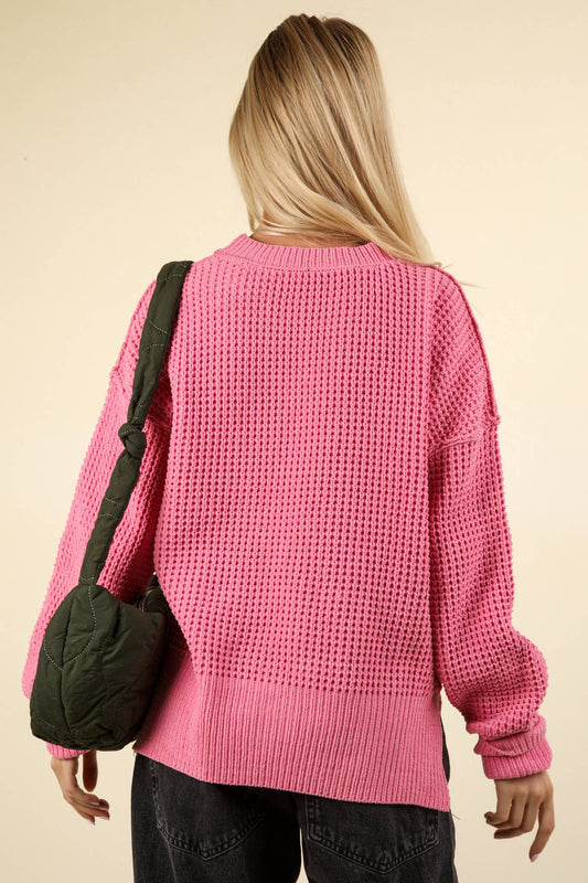 Pink Oversized Knit Sweater