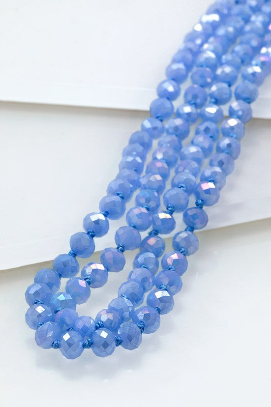 Glass Bead and Knotted Thread Long Necklace