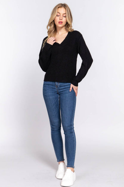 Long Sleeve V-neck Sweater