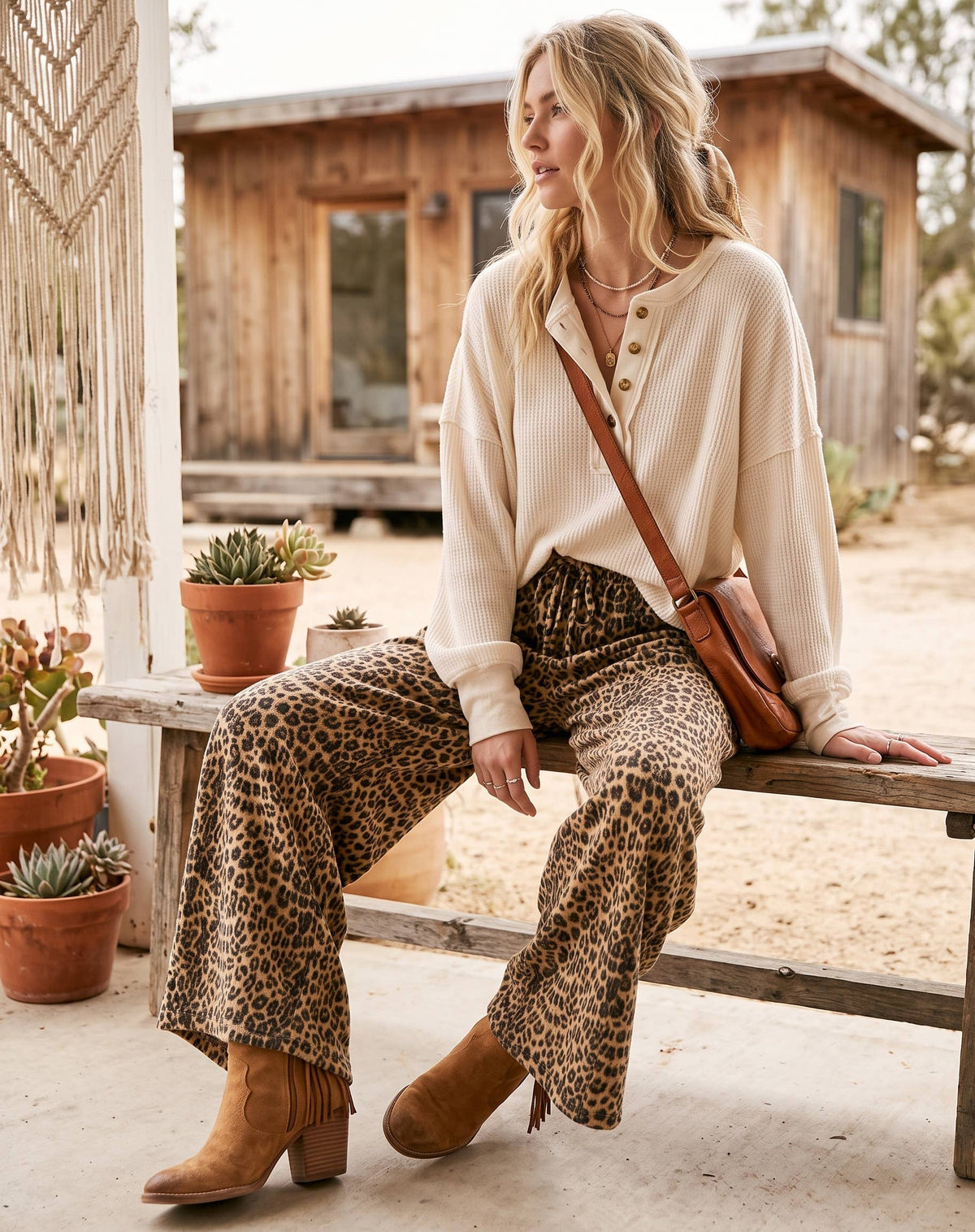 Leopard Wide Leg Terry Pants