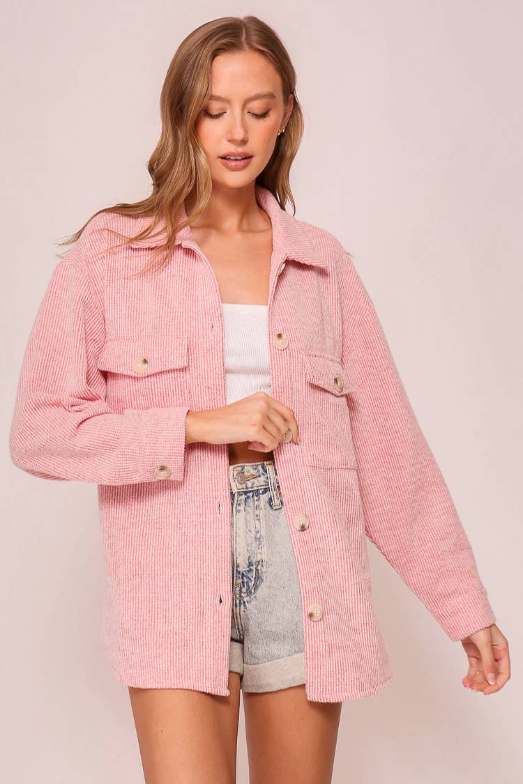 Forest Green Brushed Corded Shacket