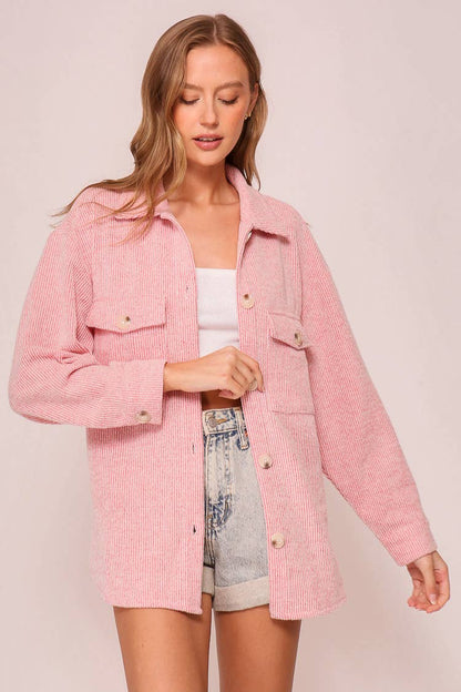 Forest Green Brushed Corded Shacket