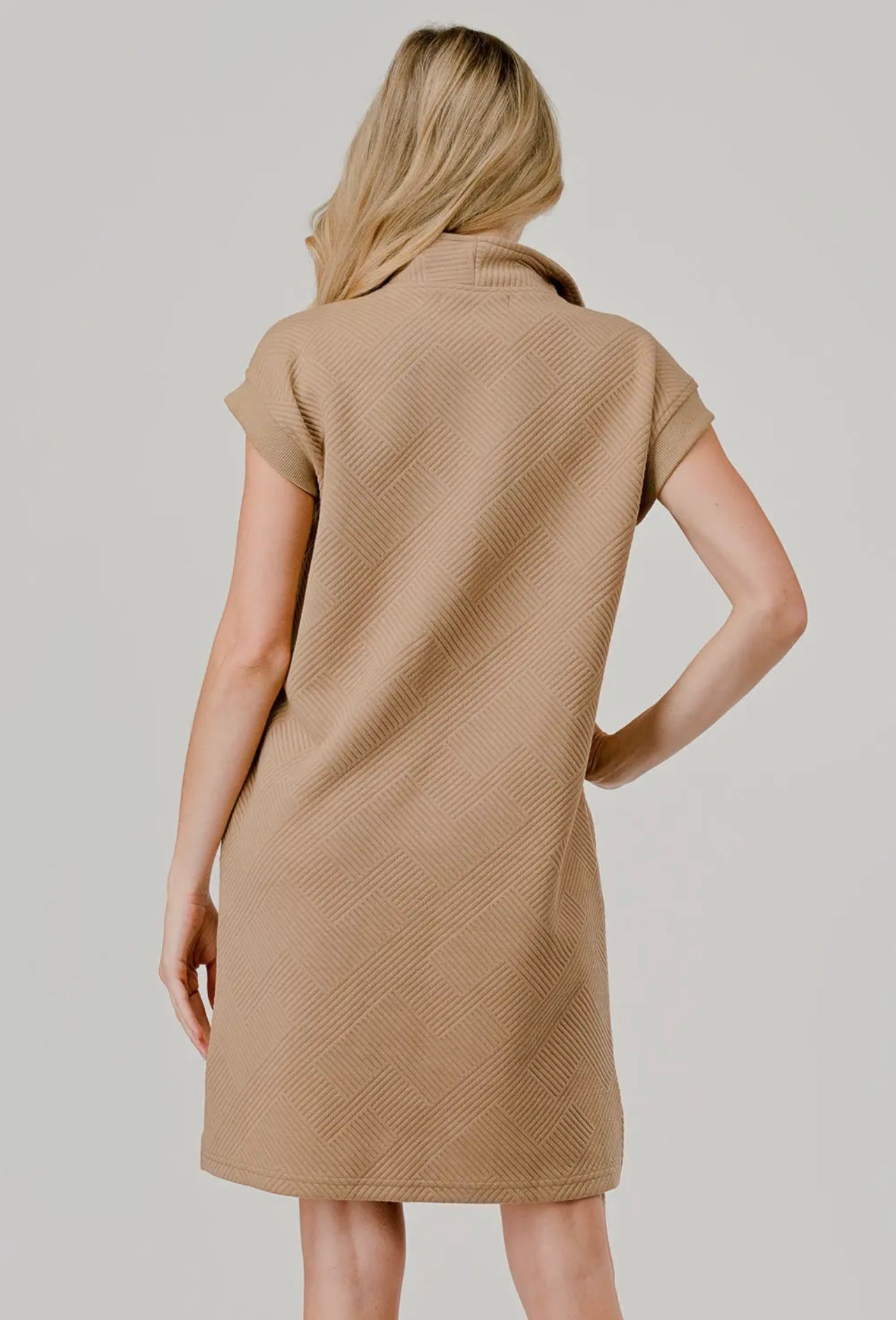 Textured zip collar dress