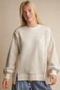 Cream Oversized Waffle Knit Casual Top