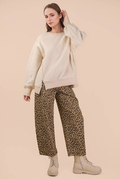 Leopard Printed Barrel Pants