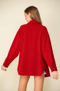 Forest Green Brushed Corded Shacket