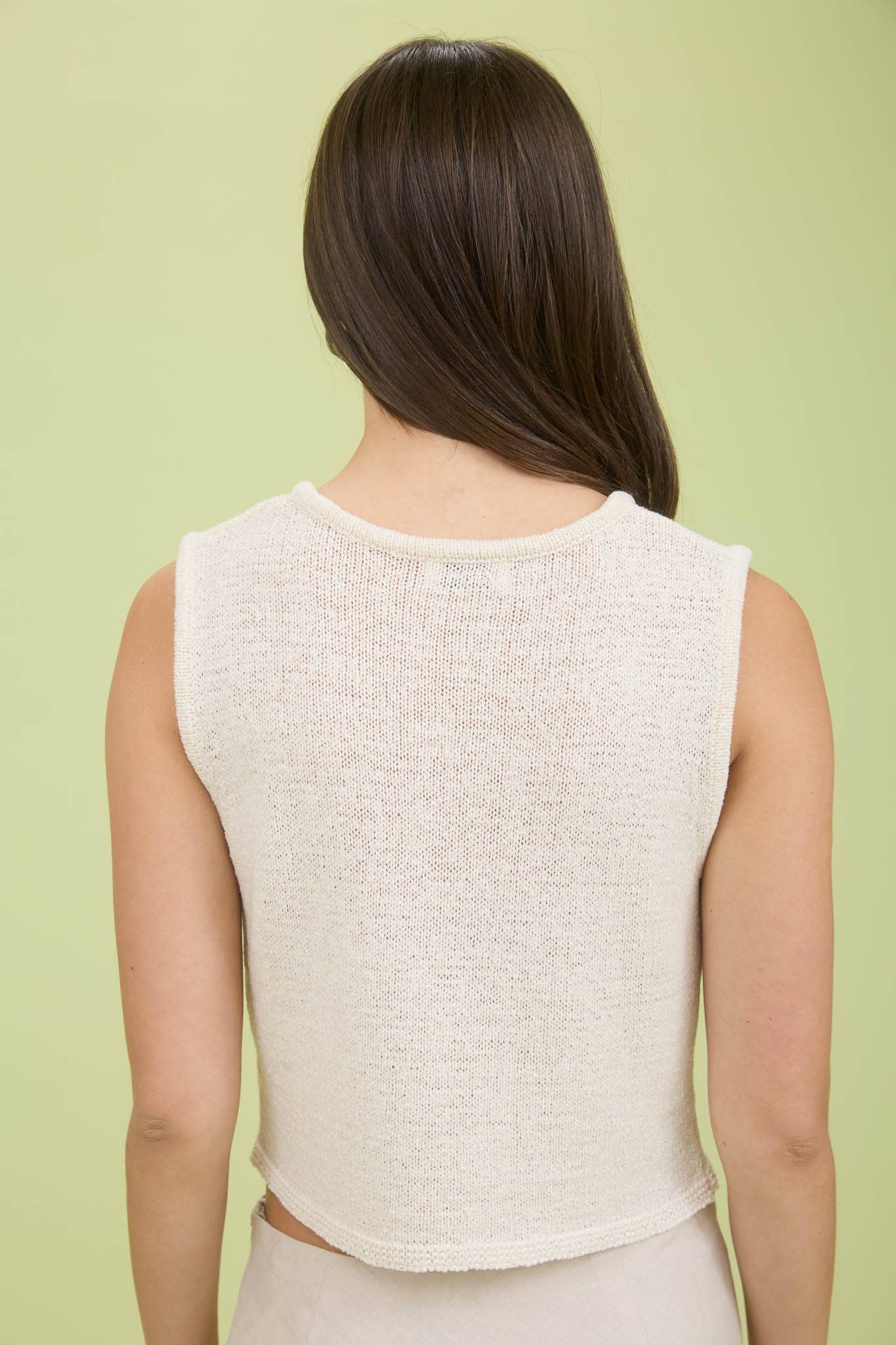 Cream Front Tie Detail Sleeveless Knot Sweater Vest