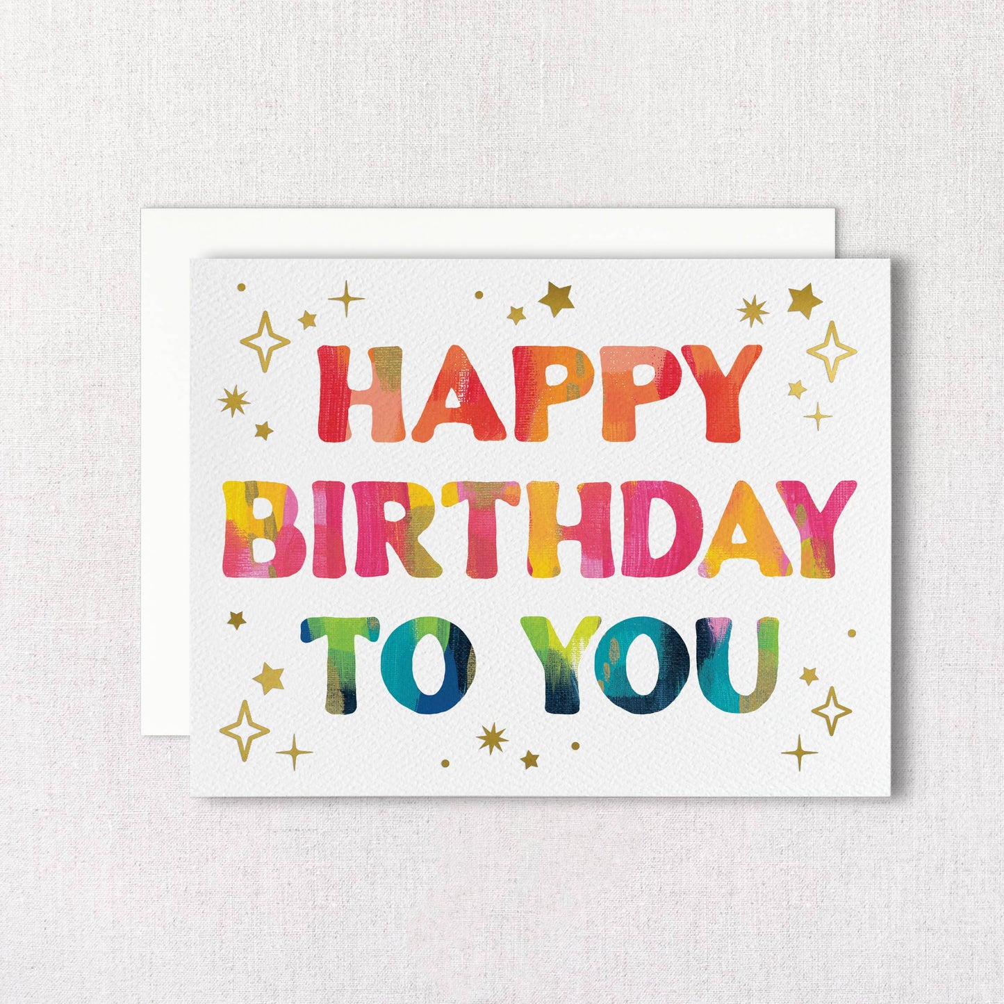 Starry Colorful Birthday Greeting Card with Gold Foil