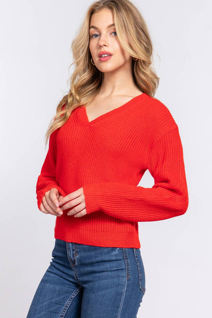 Long Sleeve V-neck Sweater