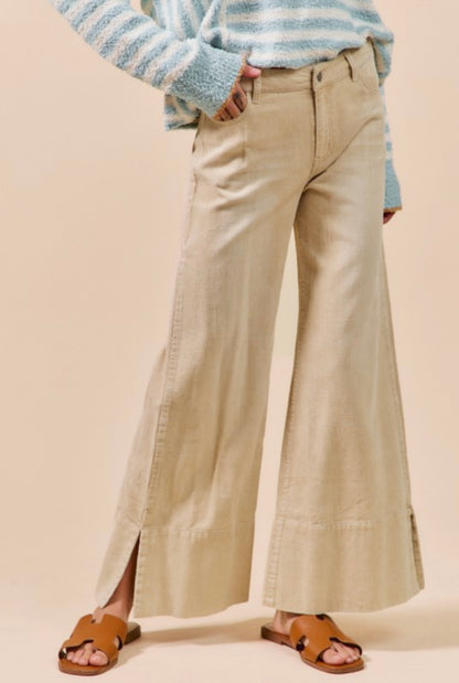 Wide leg Washed Corduroy Pants