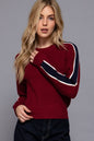 Long Sleeve Round Neck Sleeve Line Detail Sweater