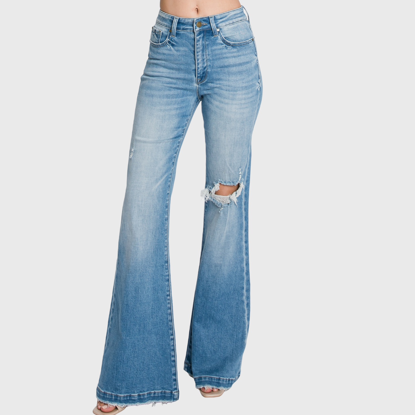 Petite Length High Rise 70's Inspired Flare Jeans