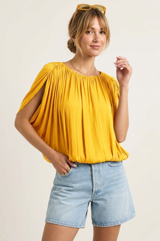 Grecian Drape Bubble Blouse