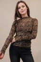 High Neck Fitted Sheer Mesh Lace Knit Top