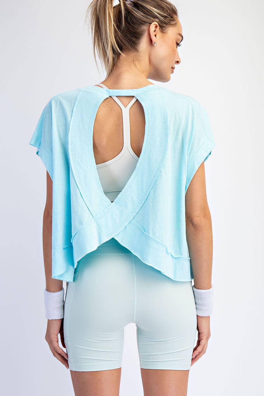 Clover Green Cotton Slub Open Back Top
