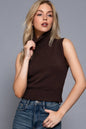 Sleeveless Turtle Neck Sweater Top