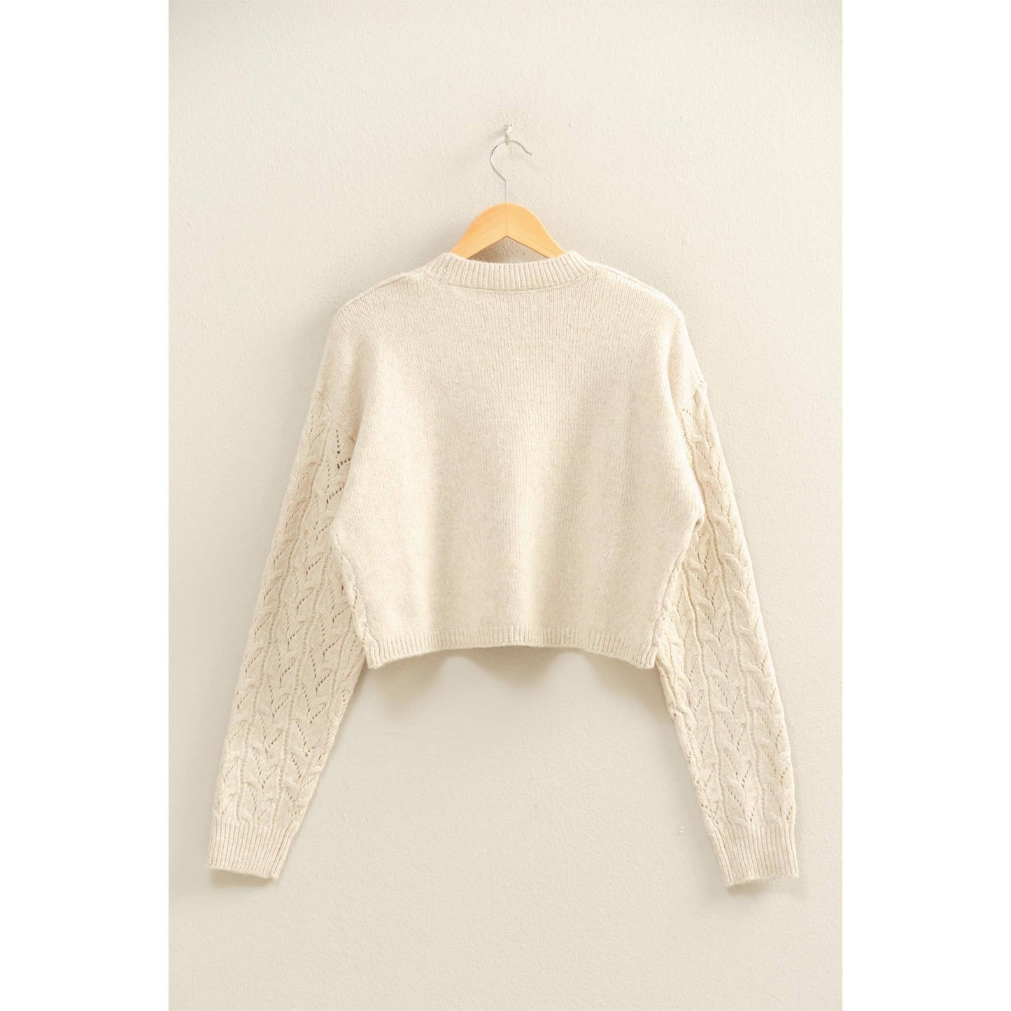 Cropped Cable Knit Sweater