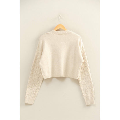 Cropped Cable Knit Sweater