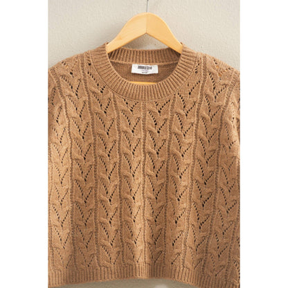 Cropped Cable Knit Sweater