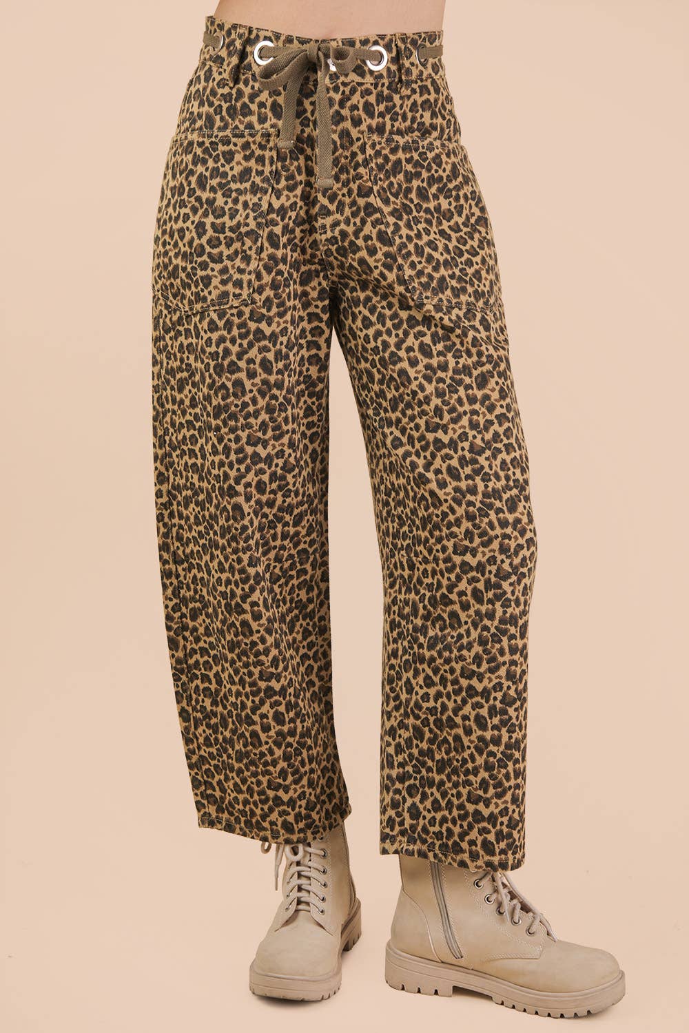 Leopard Printed Barrel Pants