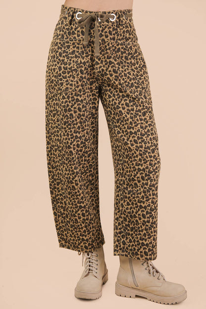 Leopard Printed Barrel Pants