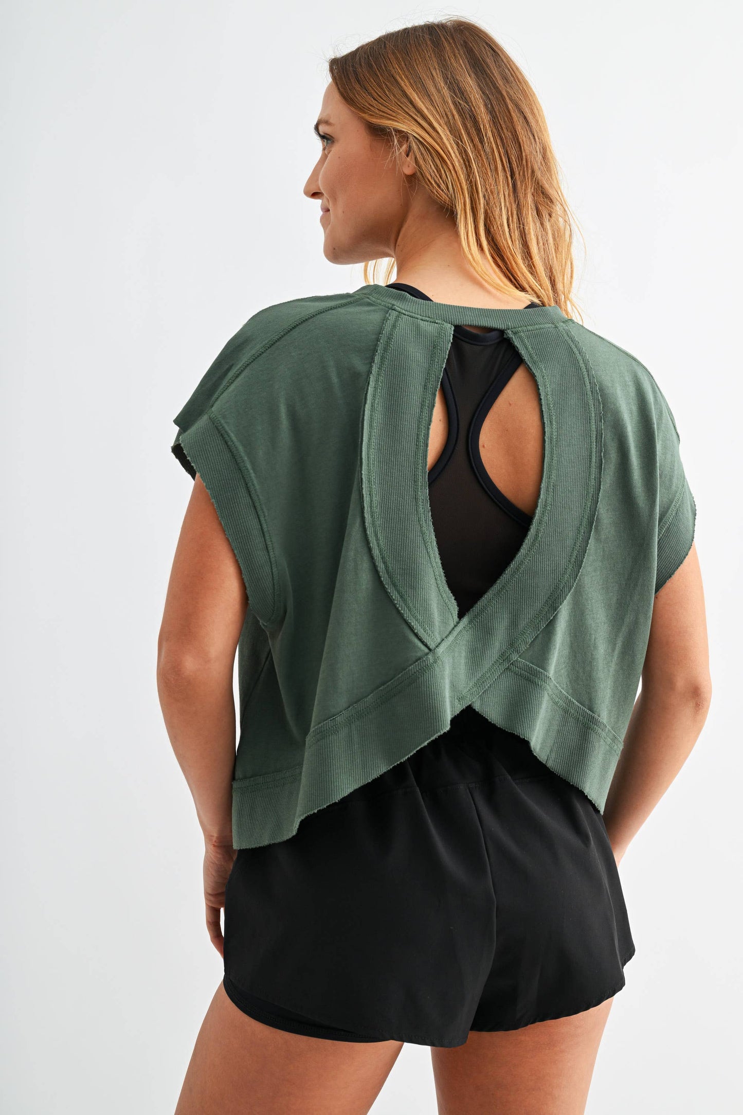 Plum Pink Open Back Pima Cotton Top