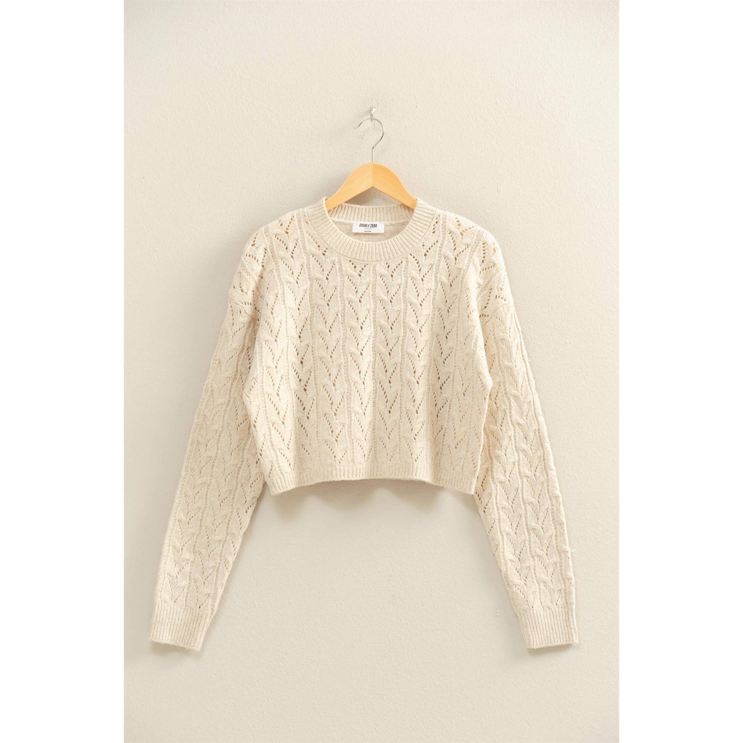 Cropped Cable Knit Sweater