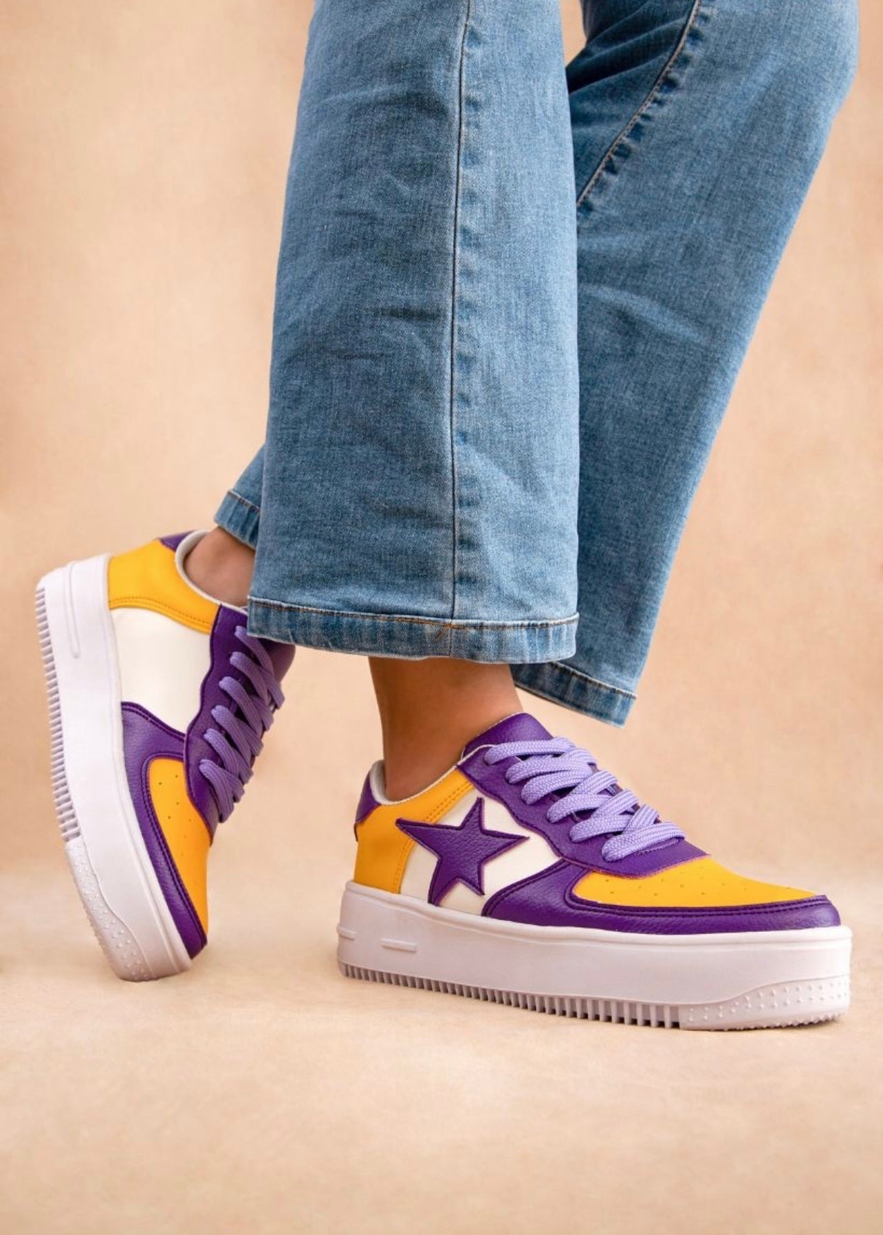 Purple & Yellow Sneakers