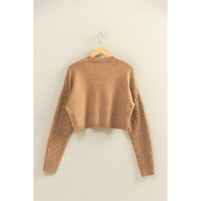 Cropped Cable Knit Sweater