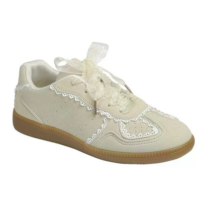 Beige Lace Detail Sneakers