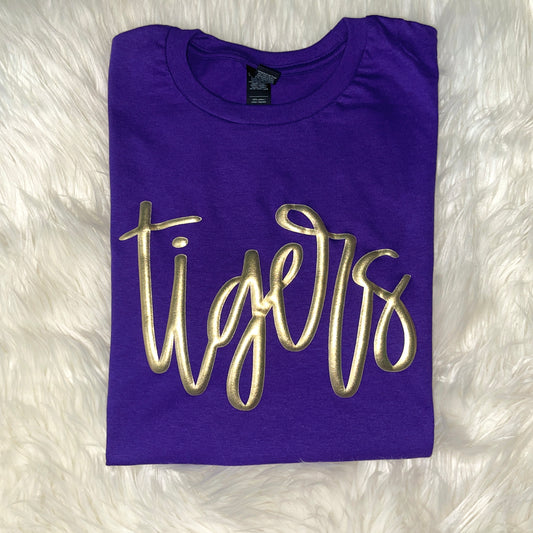 Tigers Metallic Gold Puffy Tee