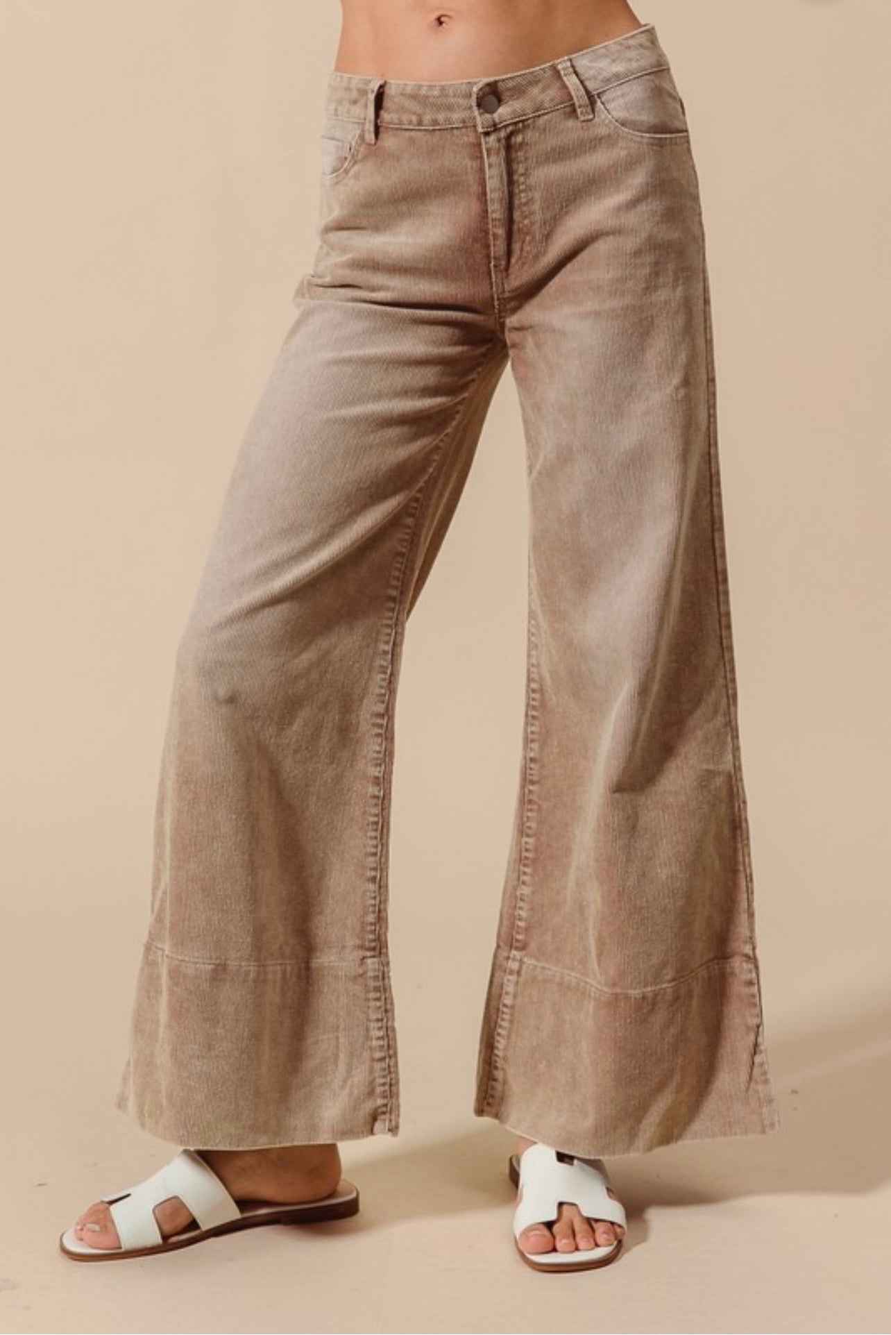 Wide leg Washed Corduroy Pants