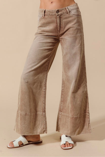 Wide leg Washed Corduroy Pants